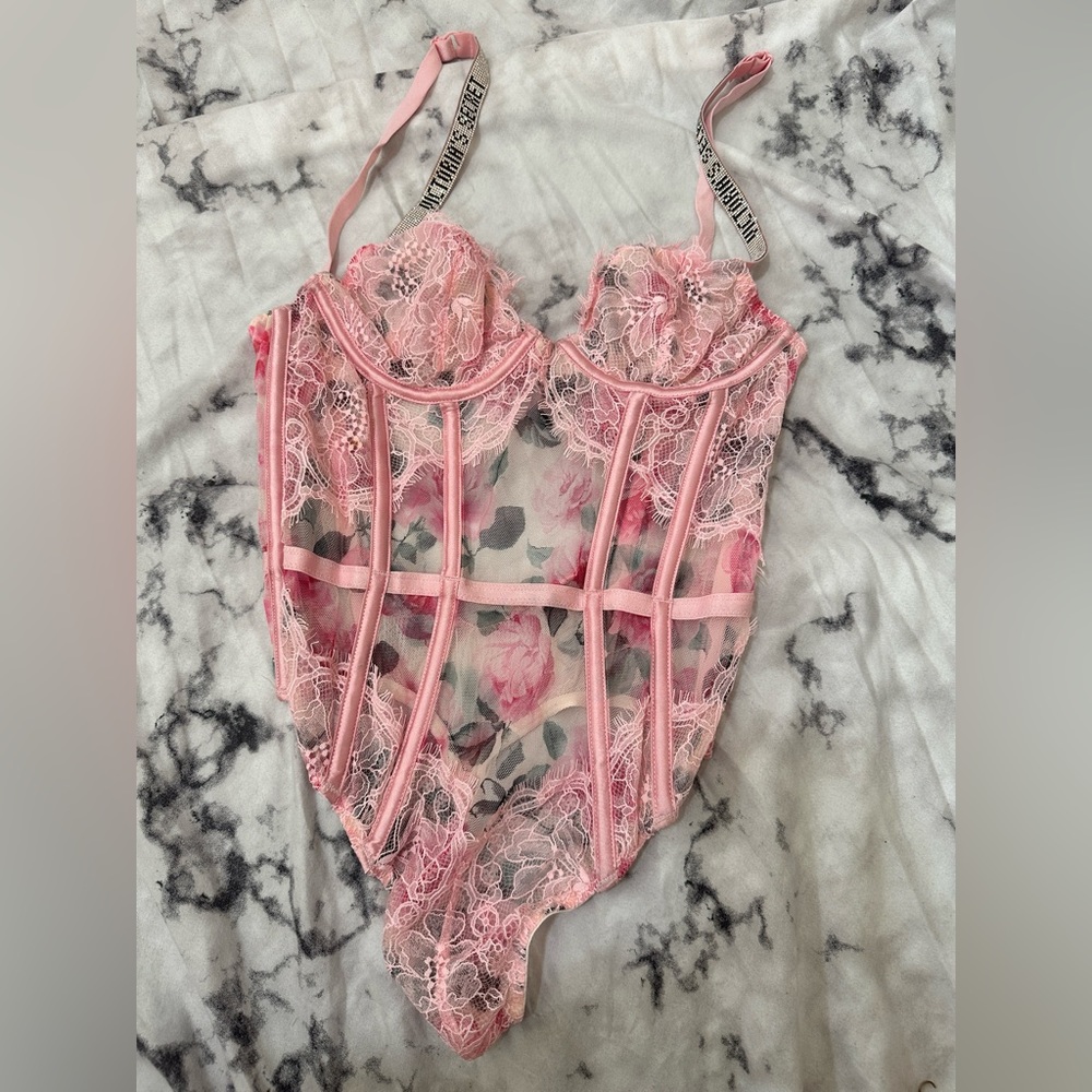 Victoria's Secret Pink Floral Lace Bodysuit